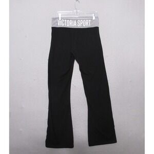 Y2K Victoria Secret Sport Pants Black Gray Yoga Spell Out Pull On Flare 90s